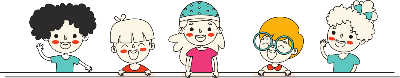 Creative preschool illustration with children learning
